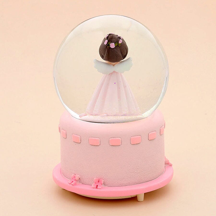 LED Colour Changing Musical Glass Water Global with Glitter - Angel with Heart (Requires 3xAAA Batteries - Not Inc) (Size 15)