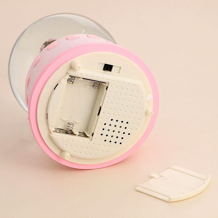 LED Colour Changing Musical Glass Water Global with Glitter - Angel with Heart (Requires 3xAAA Batteries - Not Inc) (Size 15)