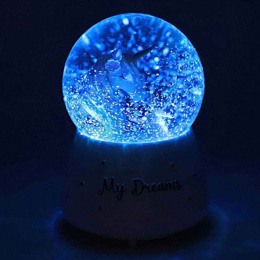 Unicorn and Girl Water Globe with Music and Glitter - (Requires 3xAAA Batteries - Not Inc)