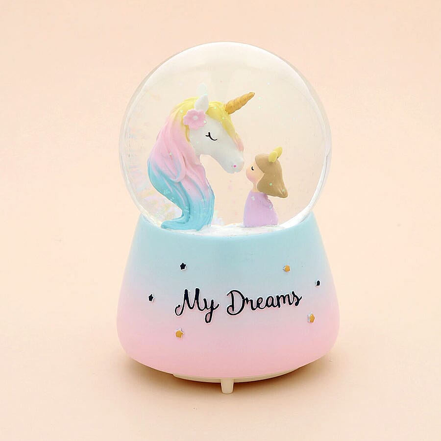 Unicorn and Girl Water Globe with Music and Glitter - (Requires 3xAAA Batteries - Not Inc)