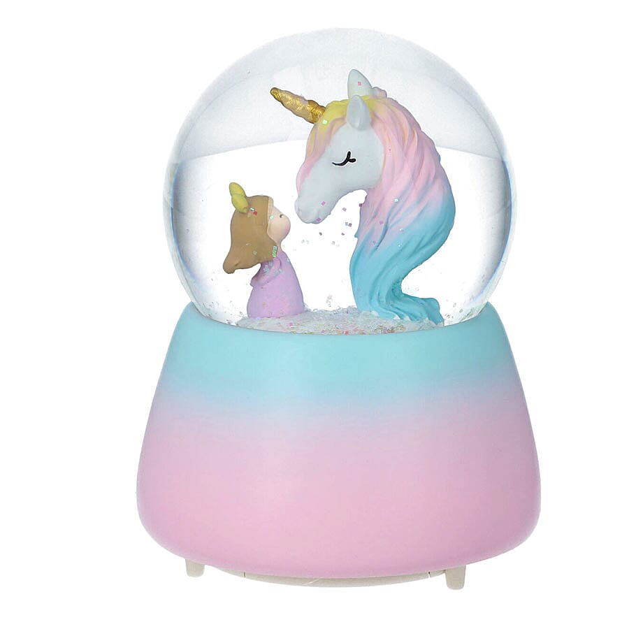 Unicorn and Girl Water Globe with Music and Glitter - (Requires 3xAAA Batteries - Not Inc)