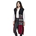 LA MAREY Red Tribal Pattern Long Hooded Vest Cardigan (Size upto 22)