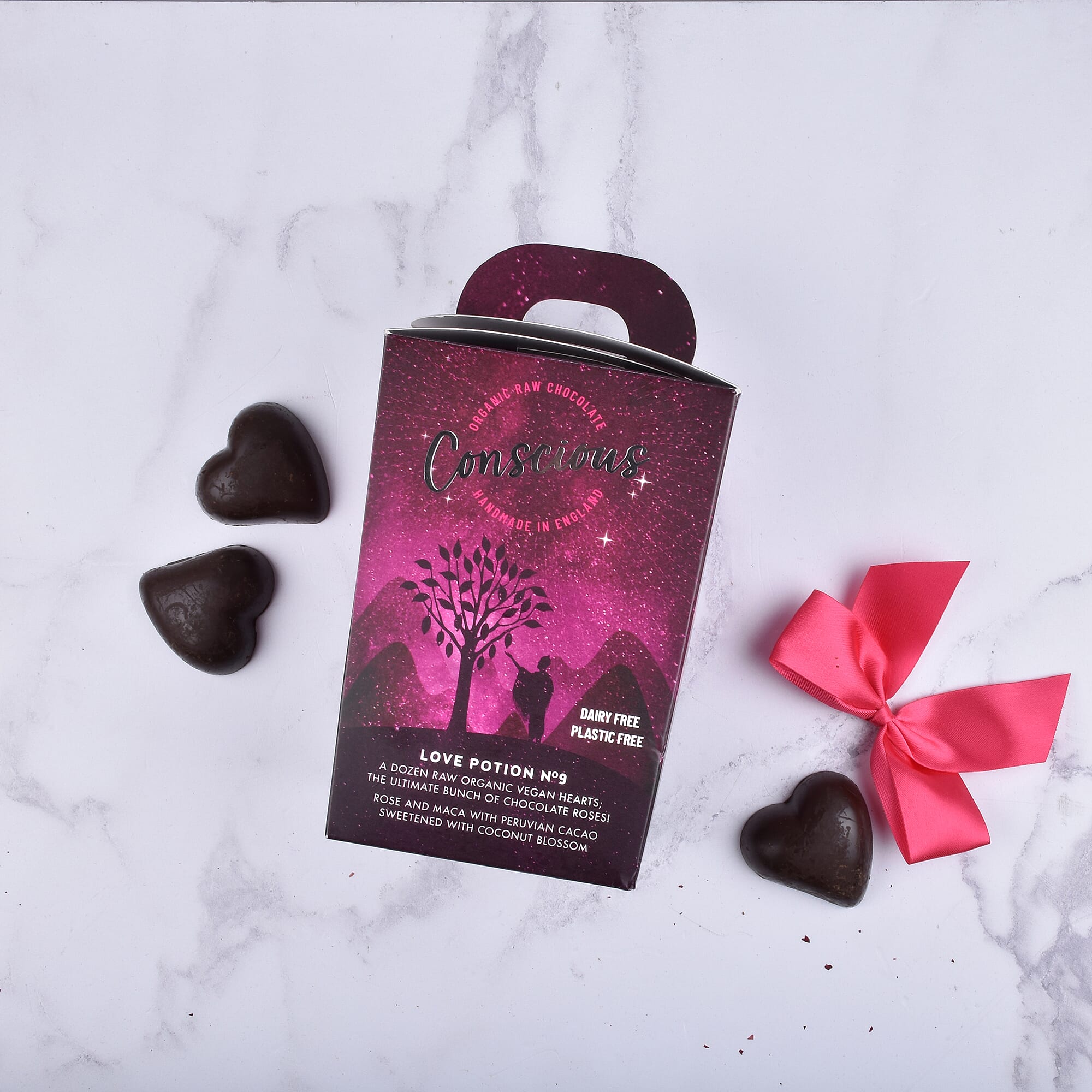 The Raw Chocolate Company Love Potion Organic Raw Chocolate Hearts Gift Box. 180 grams