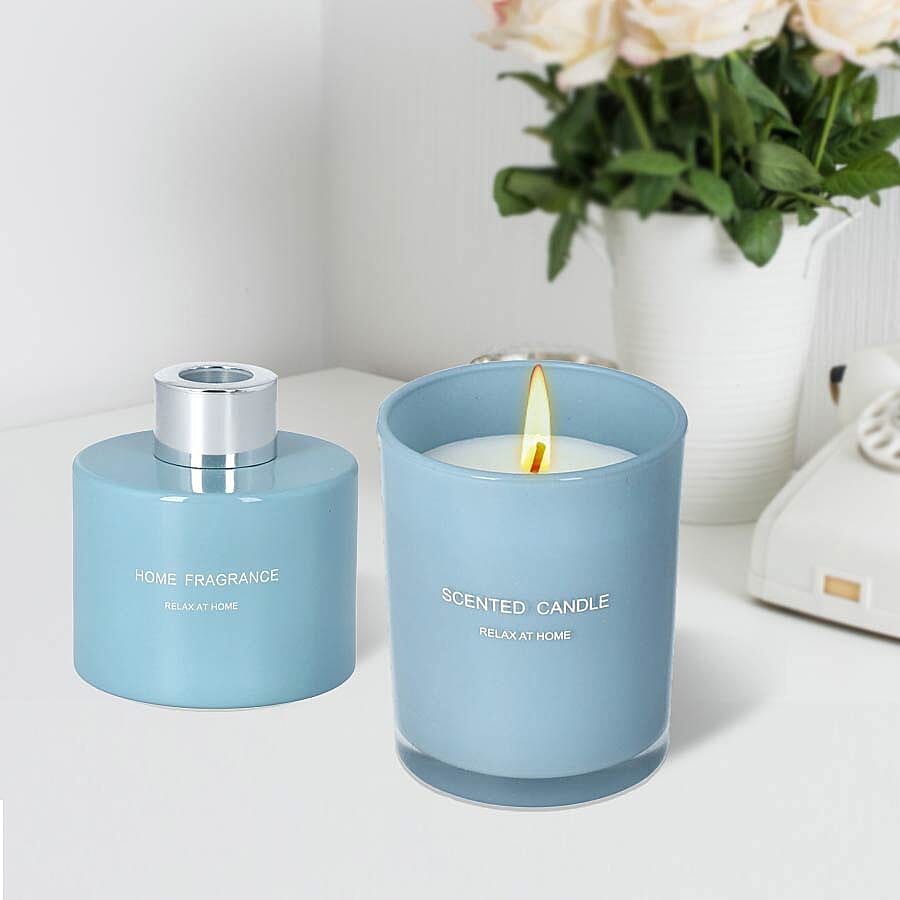 The 5th Season - Gift Box Set of Scented Candle and Diffuser - Blue