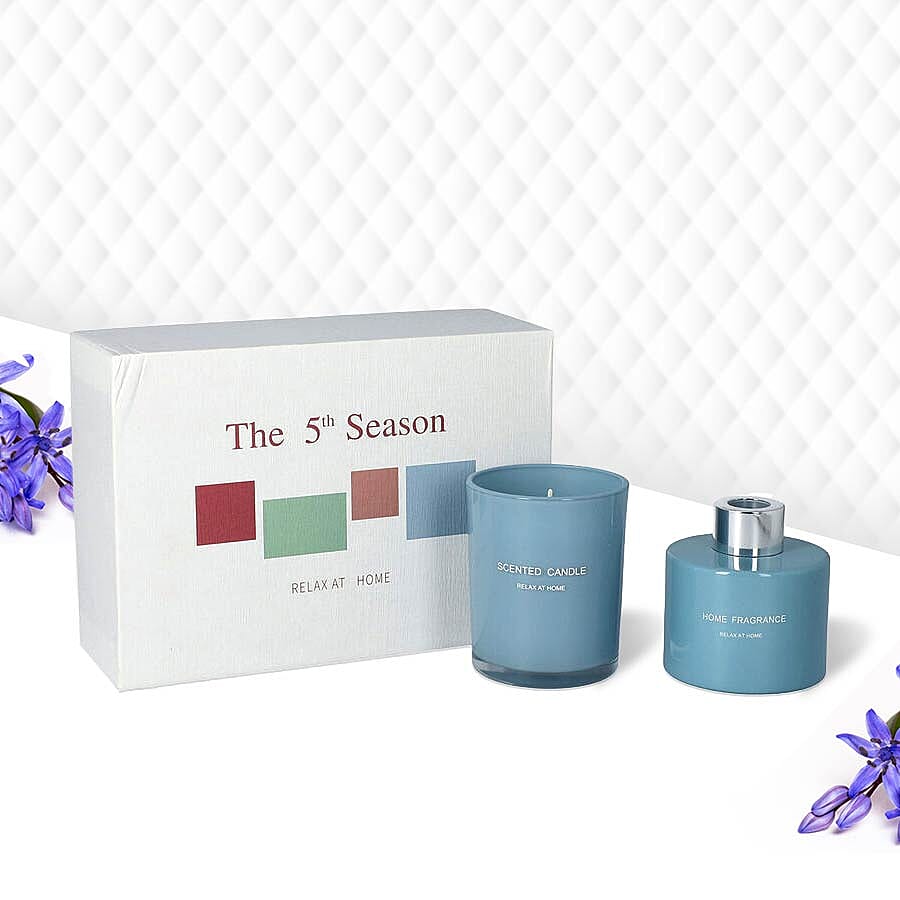 The 5th Season - Gift Box Set of Scented Candle and Diffuser - Blue