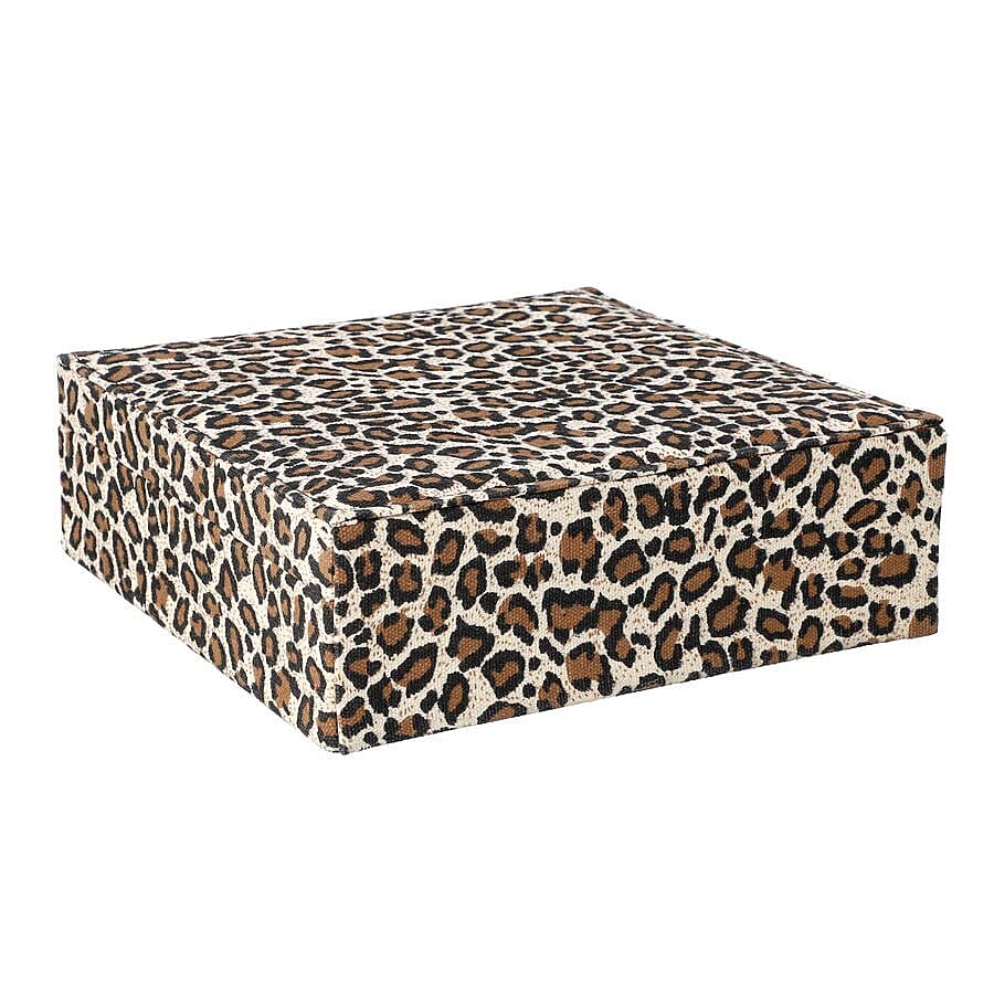Two-Tier Brown Leopard Pattern Jewellery Box with Anti-Tarnish Lining