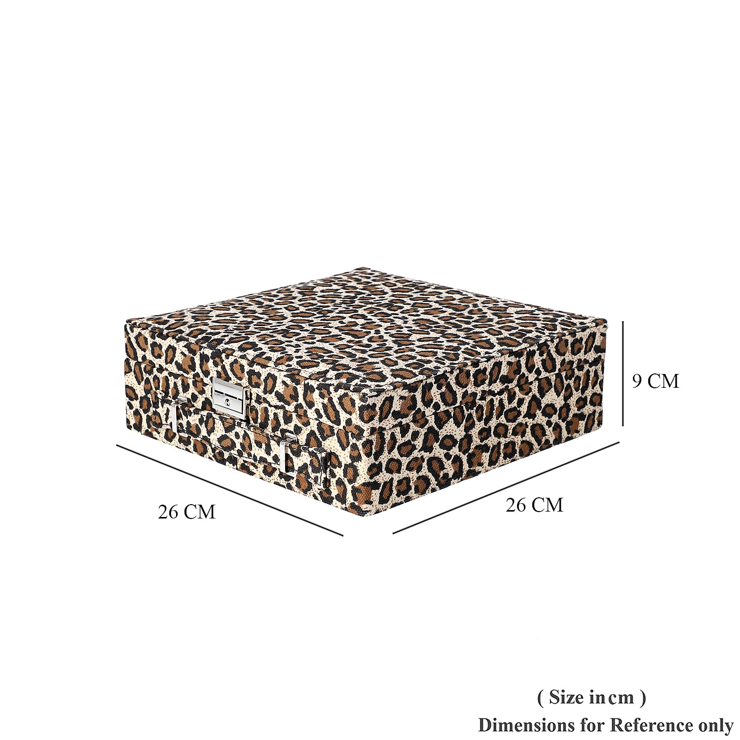 Two-Tier Brown Leopard Pattern Jewellery Box with Anti-Tarnish Lining