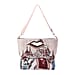 Elephant Jacquard Pattern Crossbody Bag with Metallic Lip-Shaped Top Handles in Beige