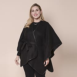 LA MAREY Black Plaid Pattern Kimono with Belt (105x83cm)