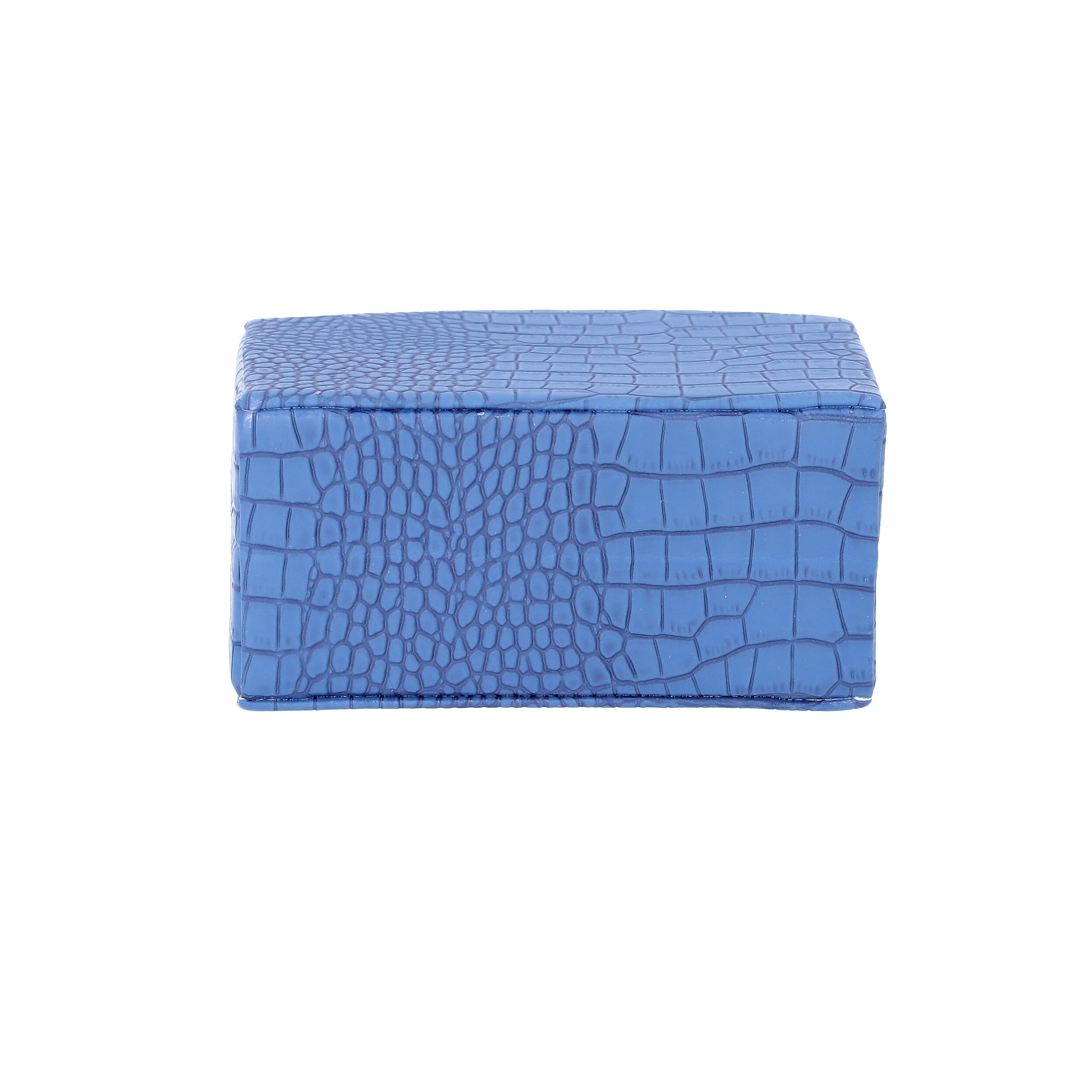 Royal Blue Croc Embossed Pattern Jewellery Box with Button Clasp Lock (12x9x6.1cm)