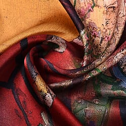 LA MAREY Pure Mulberry Silk Scarf with Velvet Drawstring Pouch in Blue Print