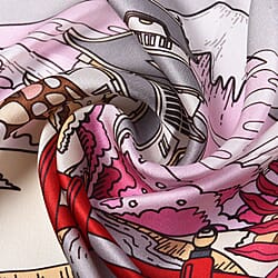 LA MAREY Pure Mulberry Silk Scarf with Velvet Drawstring Pouch in Blue Print