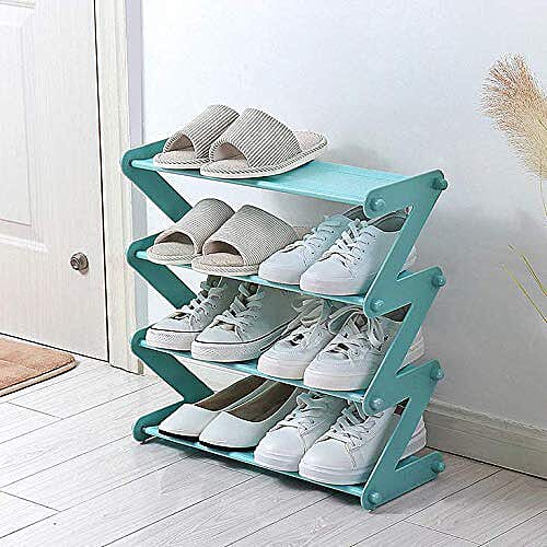 Durable and Portable Z-shaped Shoe Rack in Blue (Size 46x16x46 Cm)