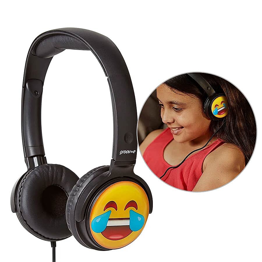 Groov-e EarMOJIs Stereo Headphones - Laughing Face
