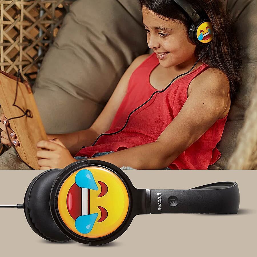 Groov-e EarMOJIs Stereo Headphones - Laughing Face