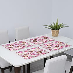 Set of 4 - Waterproof Donut Rint Pattern Kitchen Placemat (Size:41x29Cm) - Pink