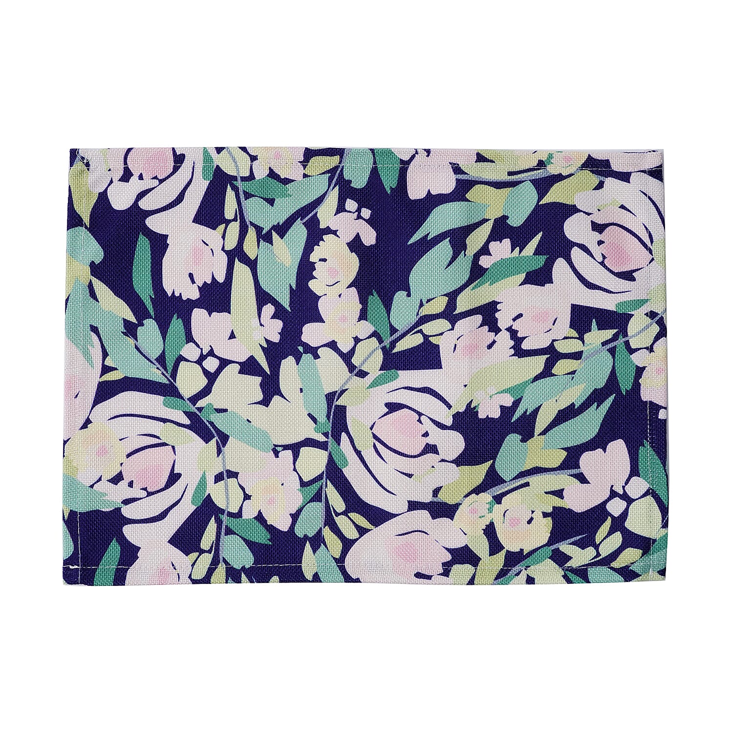 Set of 4 - Waterproof Floral Pattern Kitchen Placemat (Size 41x29Cm) - Navy and Multi