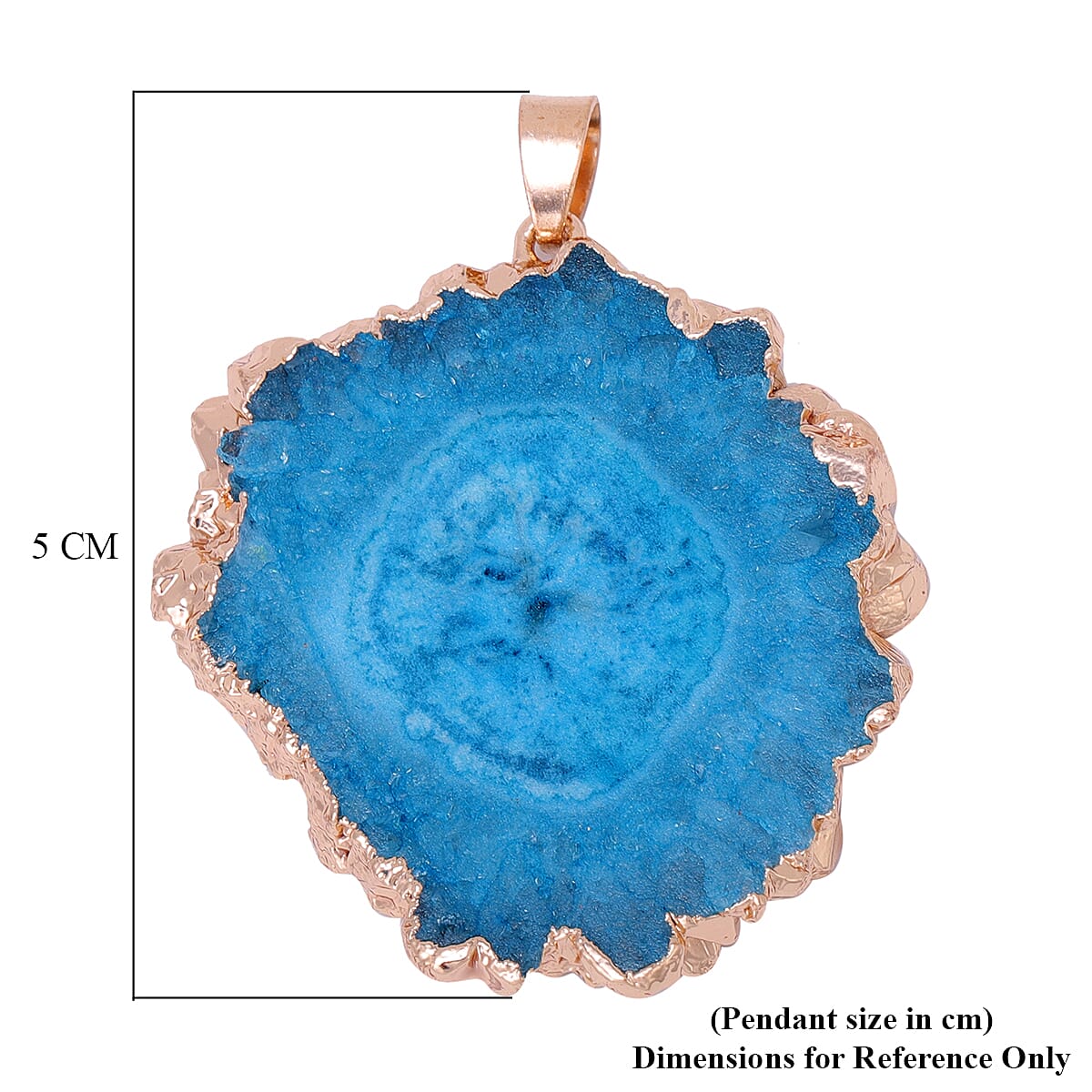 Blue Drusy Quartz Pendant in Yellow Gold Tone 75.50 Ct.