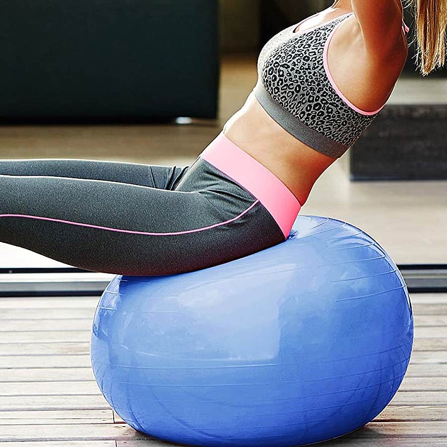 Exercise Yoga Balance Ball - Blue puncture proof with foot pump
