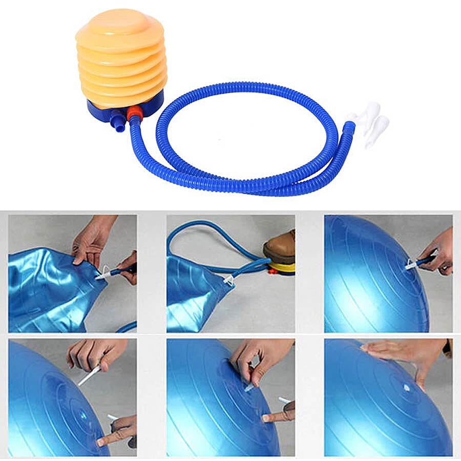 Exercise Yoga Balance Ball - Blue puncture proof with foot pump