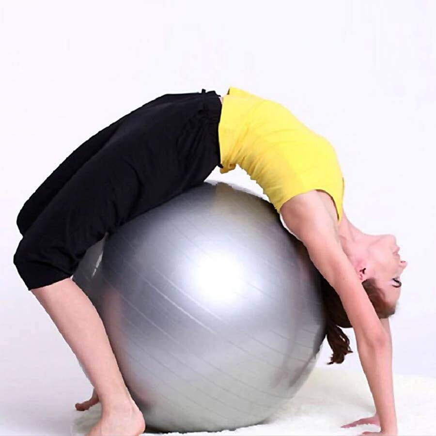 Exercise Yoga Balance Ball - Grey -  puncture proof with foot pump