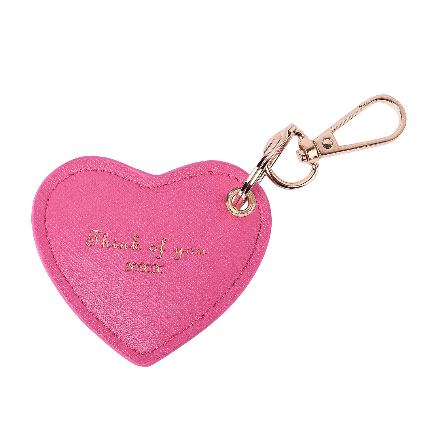 Pink Genuine Leather Heart Shaped Initial D Key Chain (7x6cm)