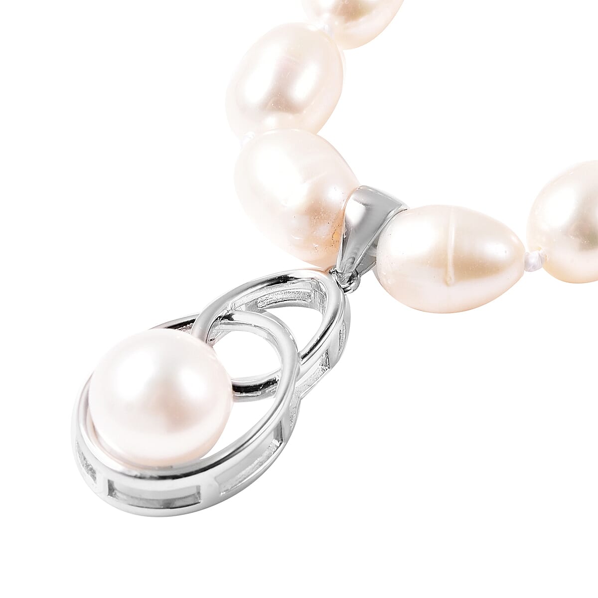 White Freshwater Pearl Necklace (Size 20) in Sterling Silver