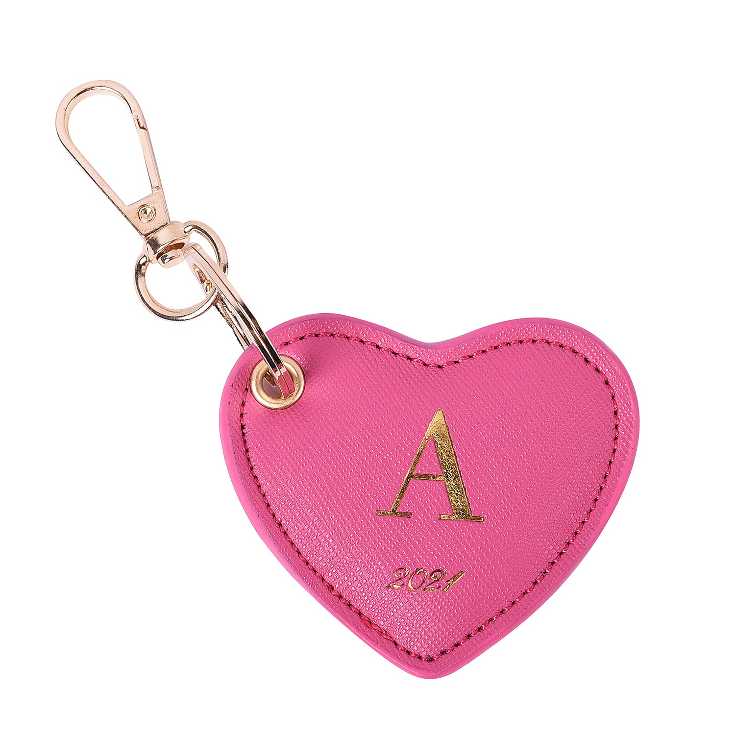 Pink Genuine Leather Heart Shaped Initial A Key Chain (7x6cm)