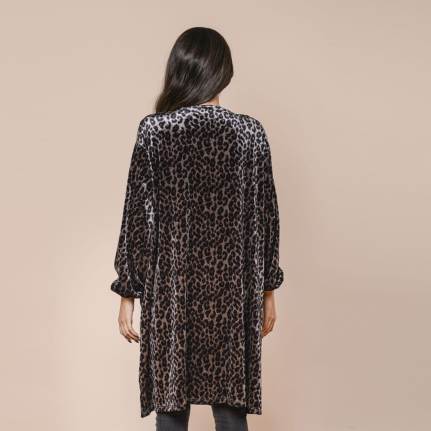 Marigold Lotus: Grey Leopard Velvet Cardigan (70x95cm)