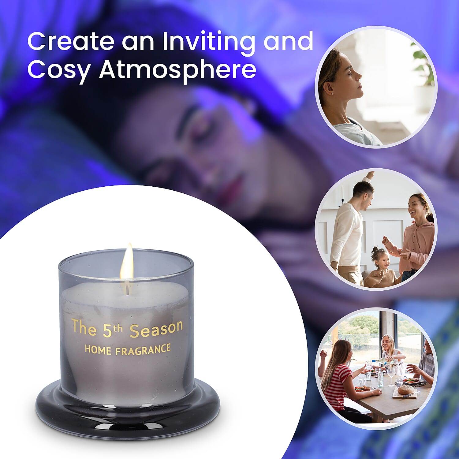 The 5th Season Scented Candle Cup with Glass Lid - Black