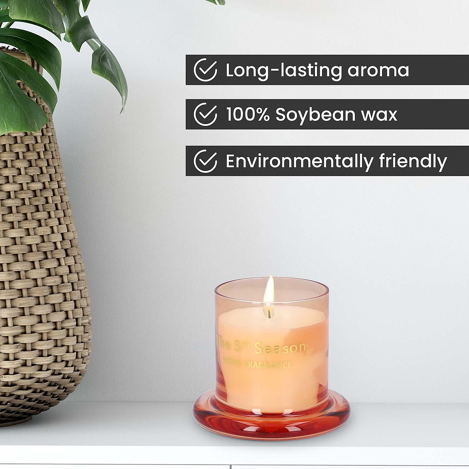 The 5th Season Scented Candle Cup with Glass Lid - Orange
