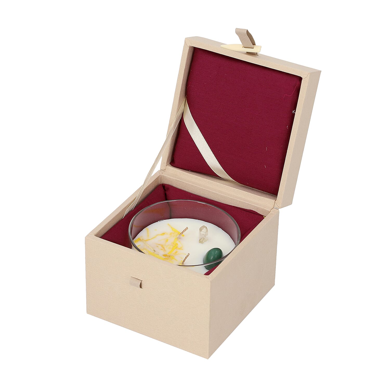 The 5th Season Candle Cups with Crystal and Wooden Box - Green