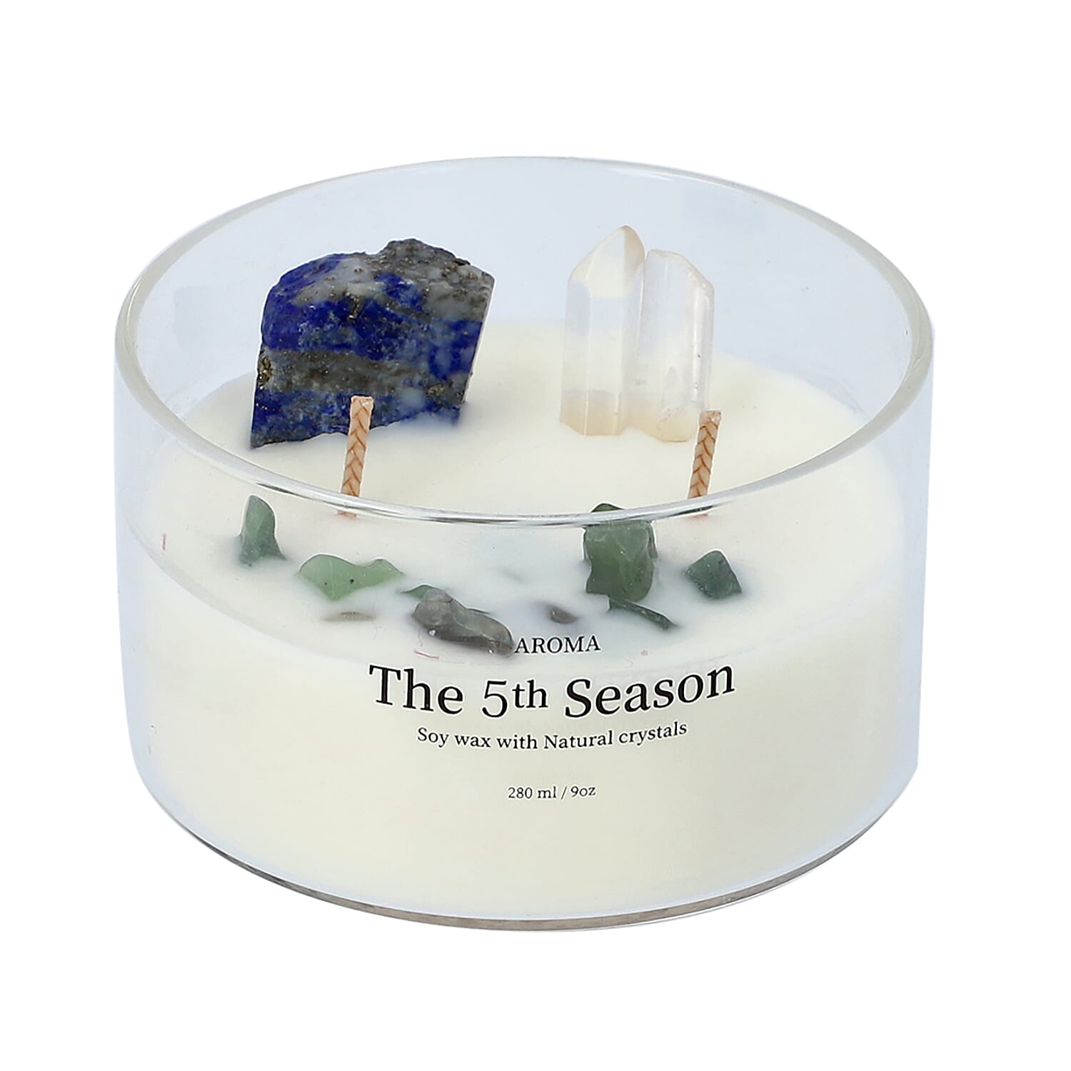 The 5th Season Candle Cups with Crystal and Wooden Box - Purple