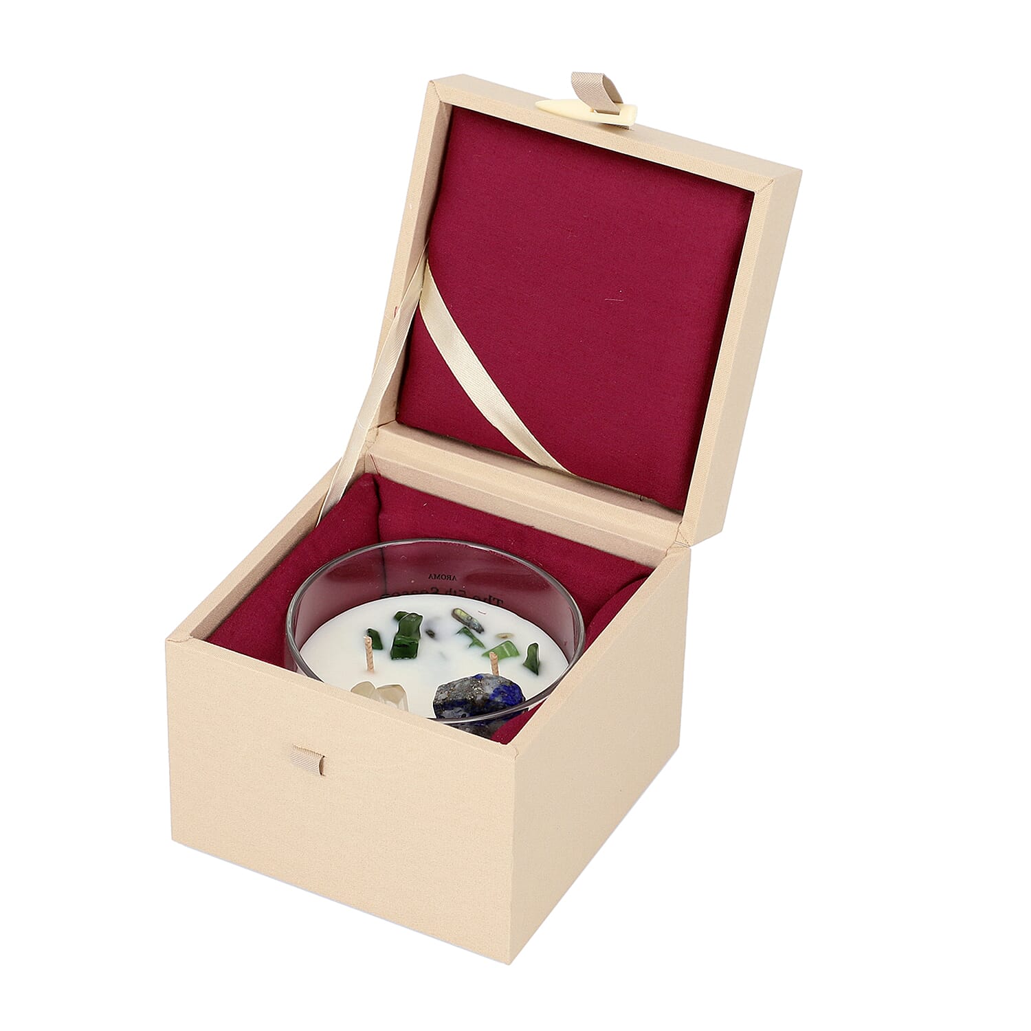 The 5th Season Candle Cups with Crystal and Wooden Box - Purple