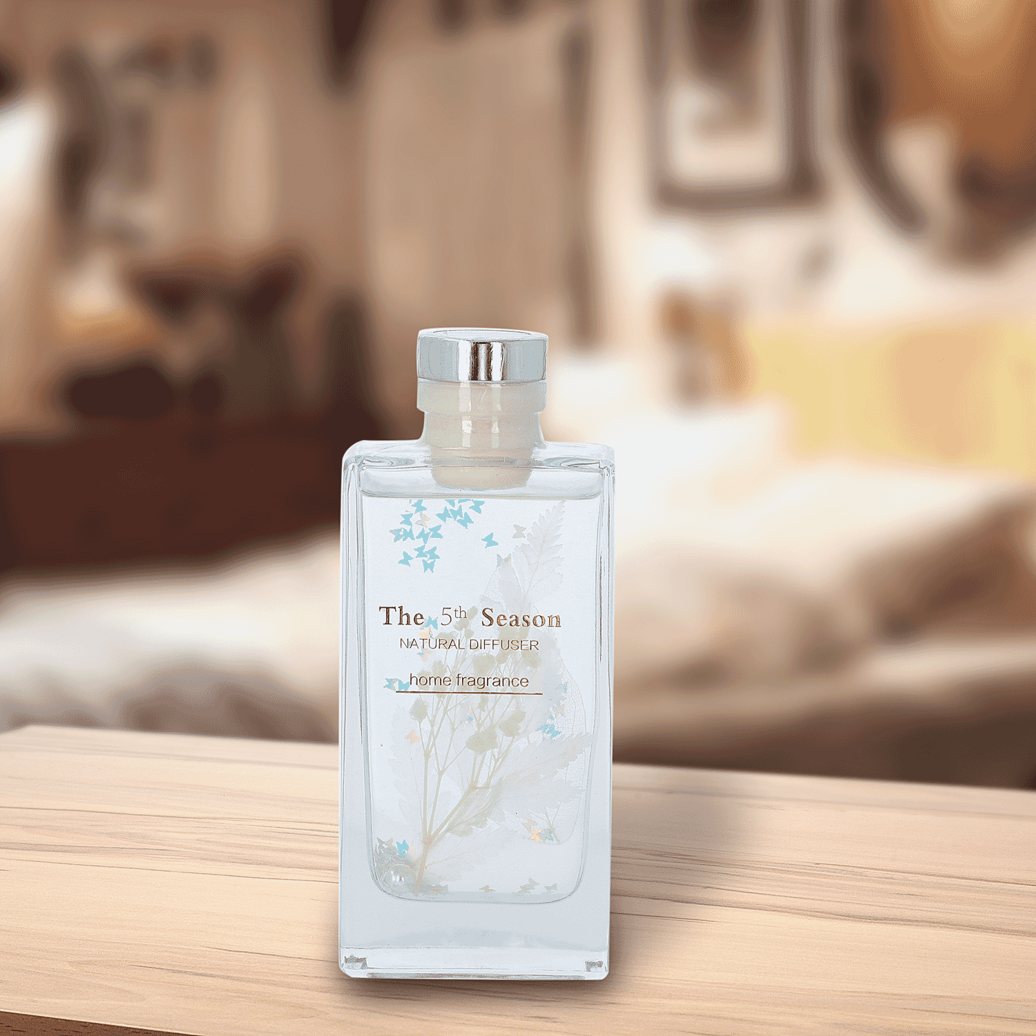 The 5th Season - 150ml Perfume Bottle with Real Flowers Inside (Fragrance: French Block) -  White