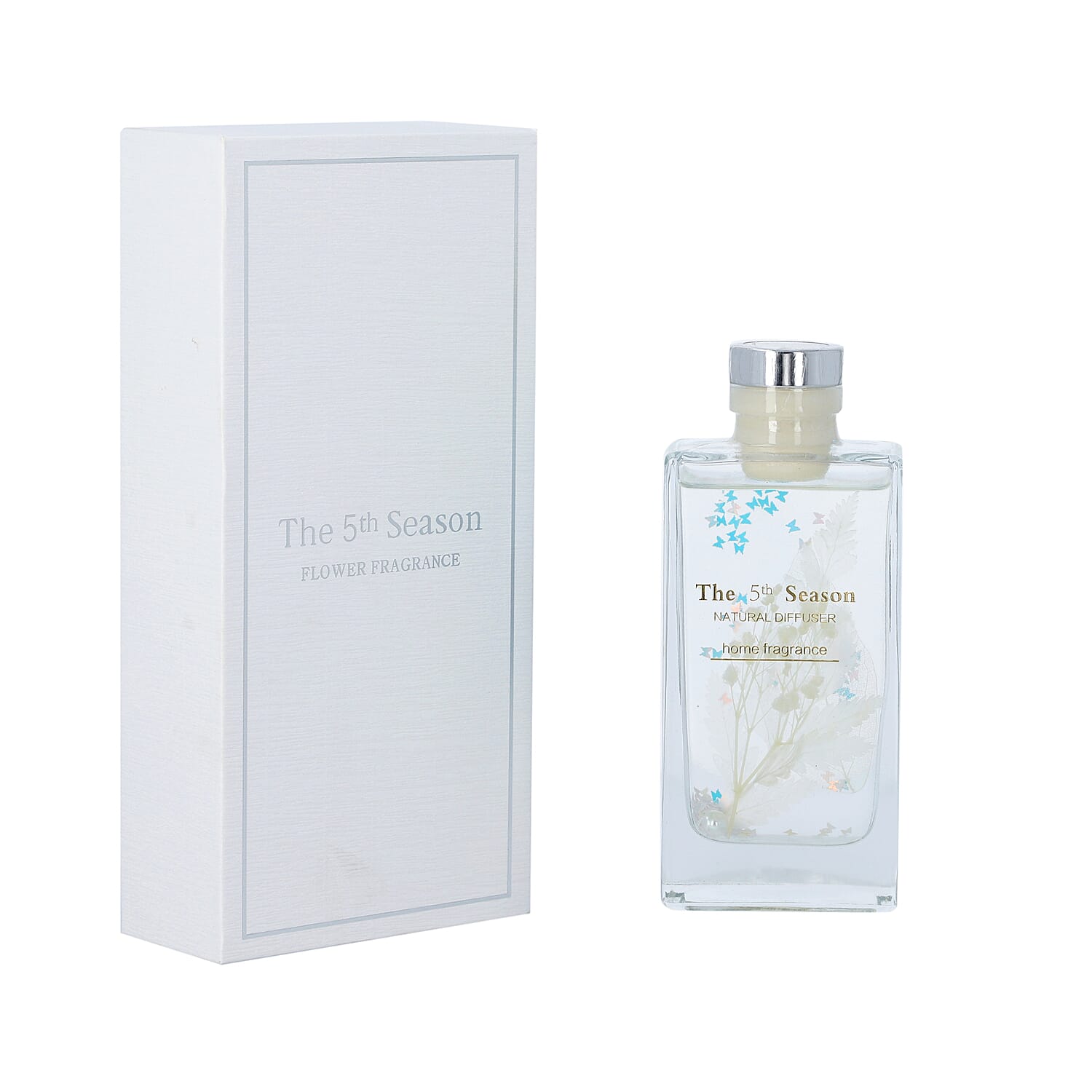 The 5th Season - 150ml Perfume Bottle with Real Flowers Inside (Fragrance: French Block) -  White