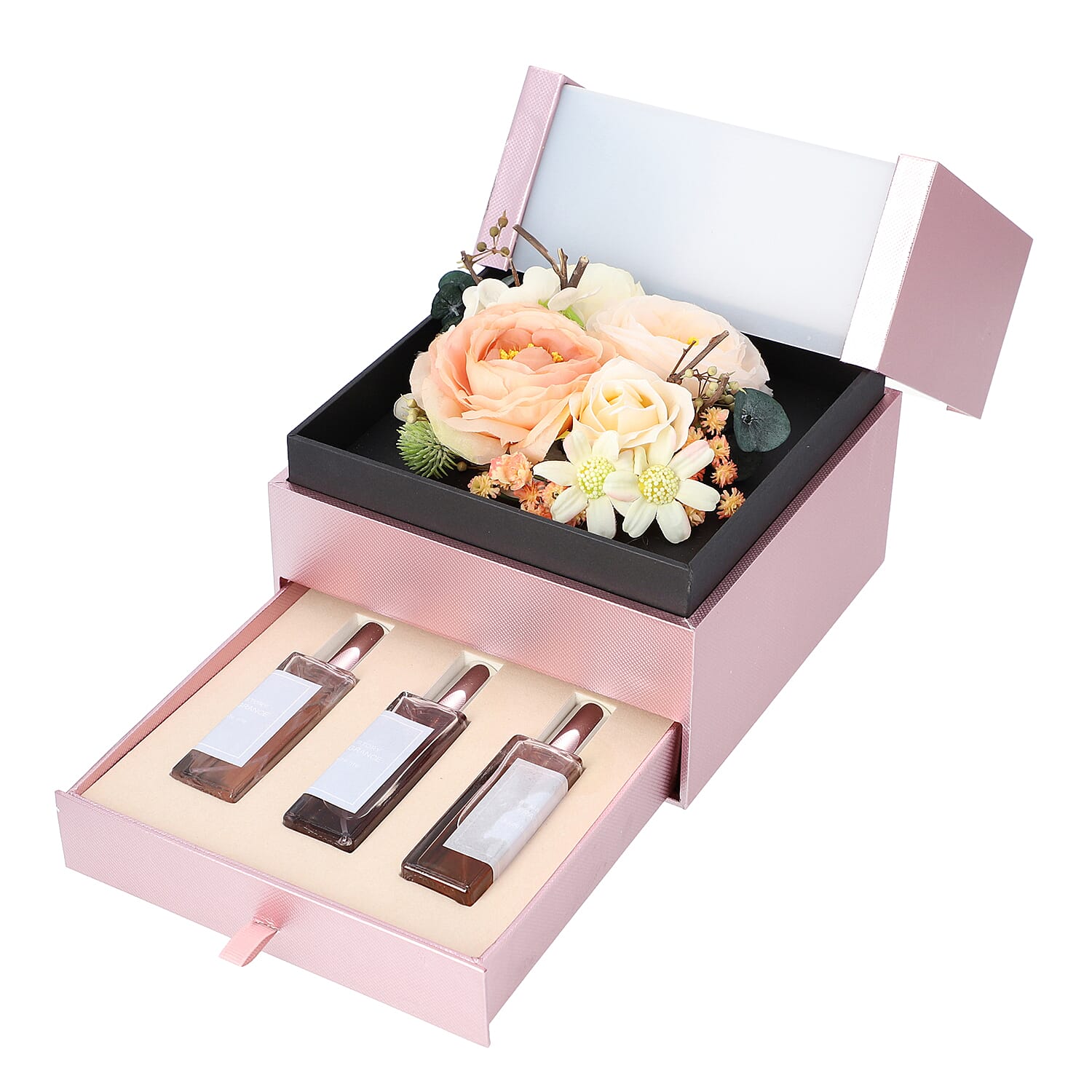 The 5th Season 2 Layer Flower Box With 3 Bottles Of Fragrance Spray - Orange