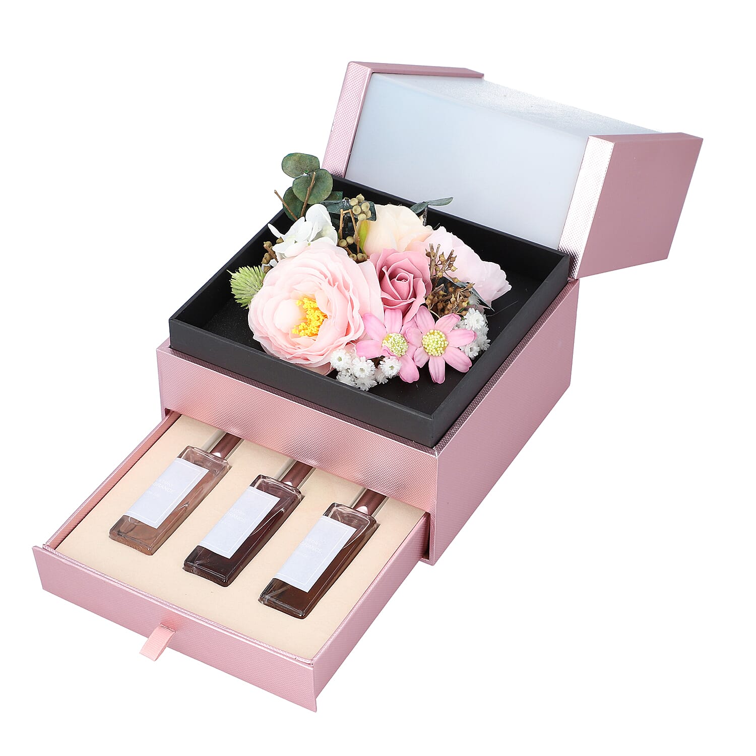 The 5th Season 2 Layer Flower Box With 3 Bottles Of Fragrance Spray - Pink