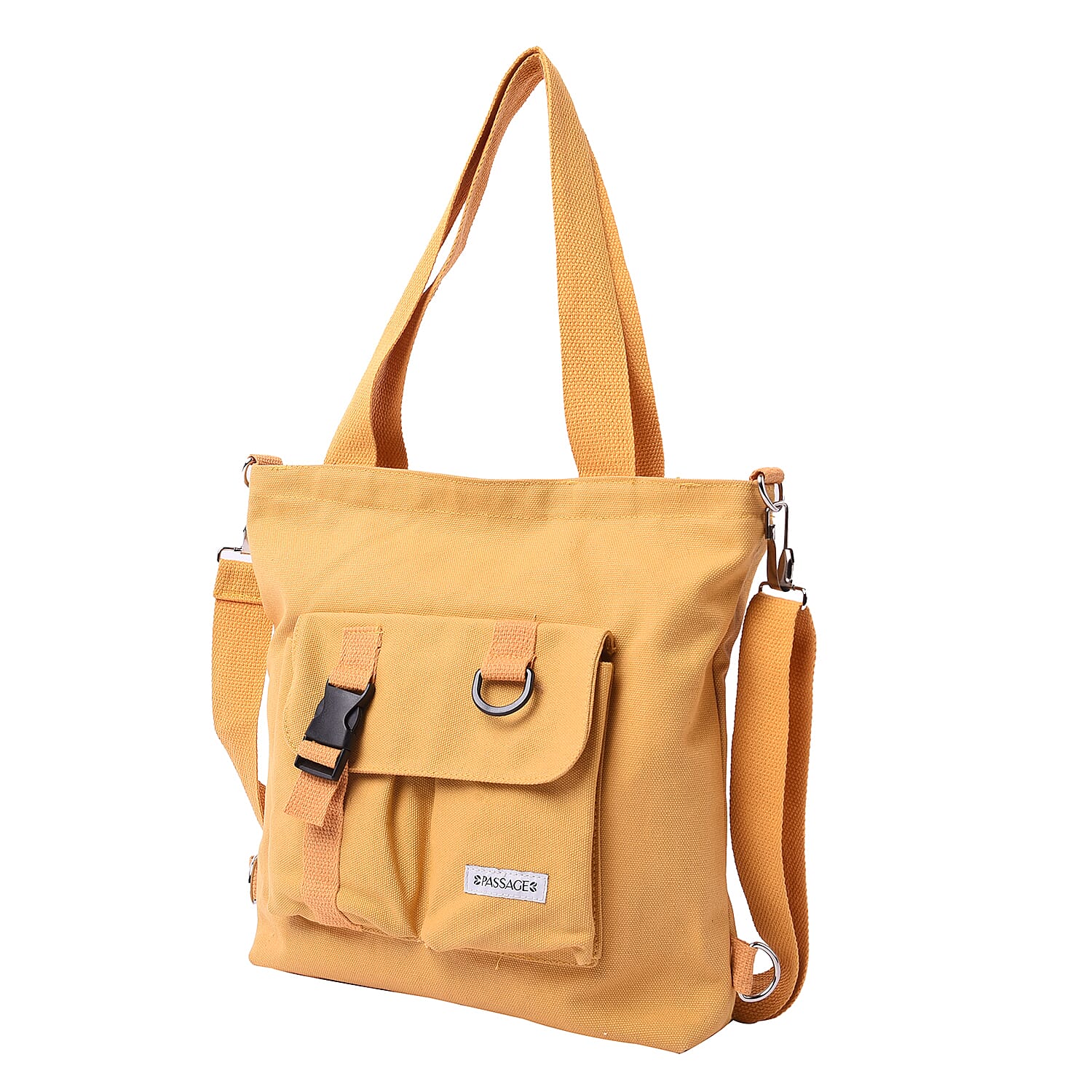 PASSAGE Yellow Colour 3-in-1 Tote Bag with Multiple Pockets(33x8x29cm)