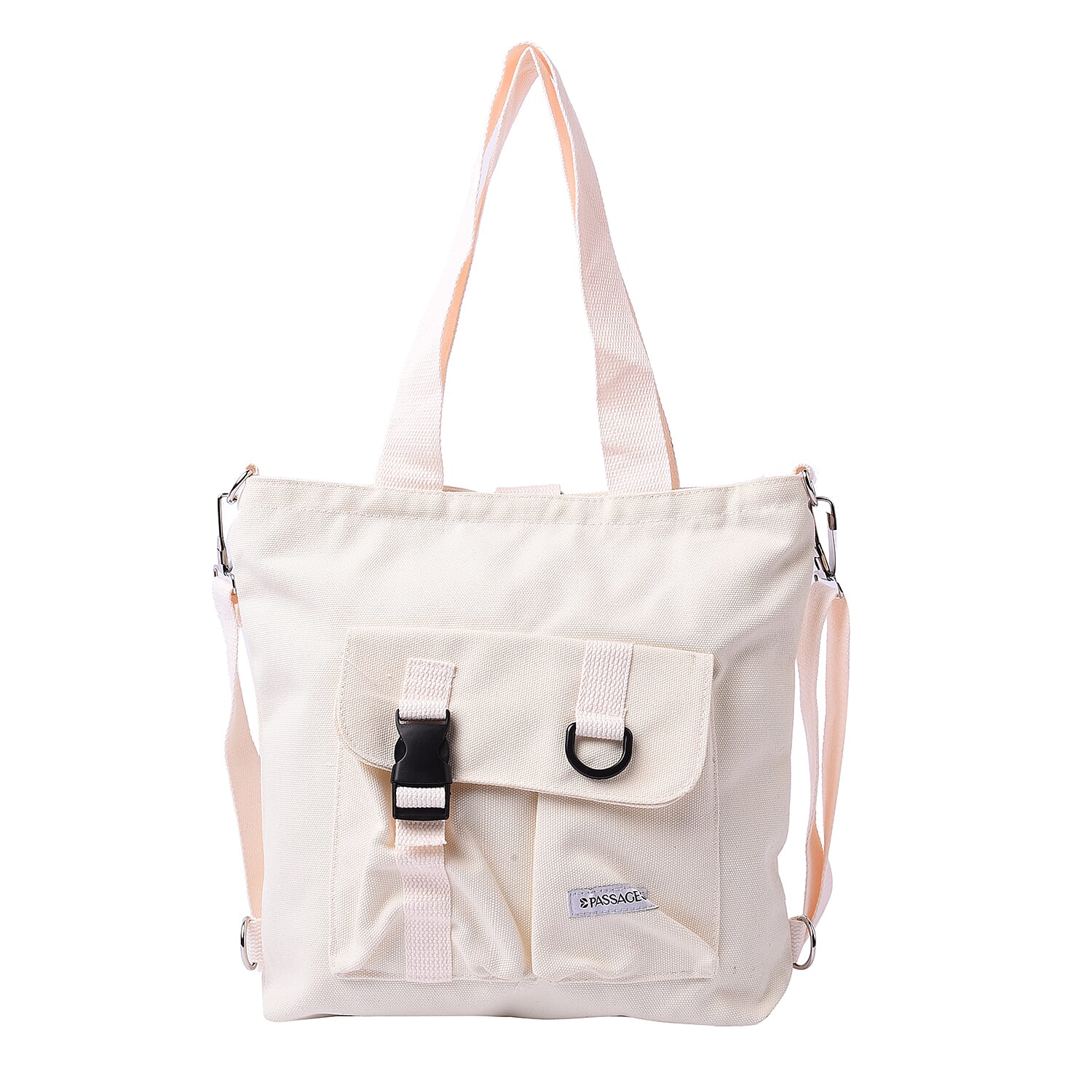 PASSAGE Off-White Colour 3-in-1 Tote Bag with Multiple Pockets(33x8x29cm)