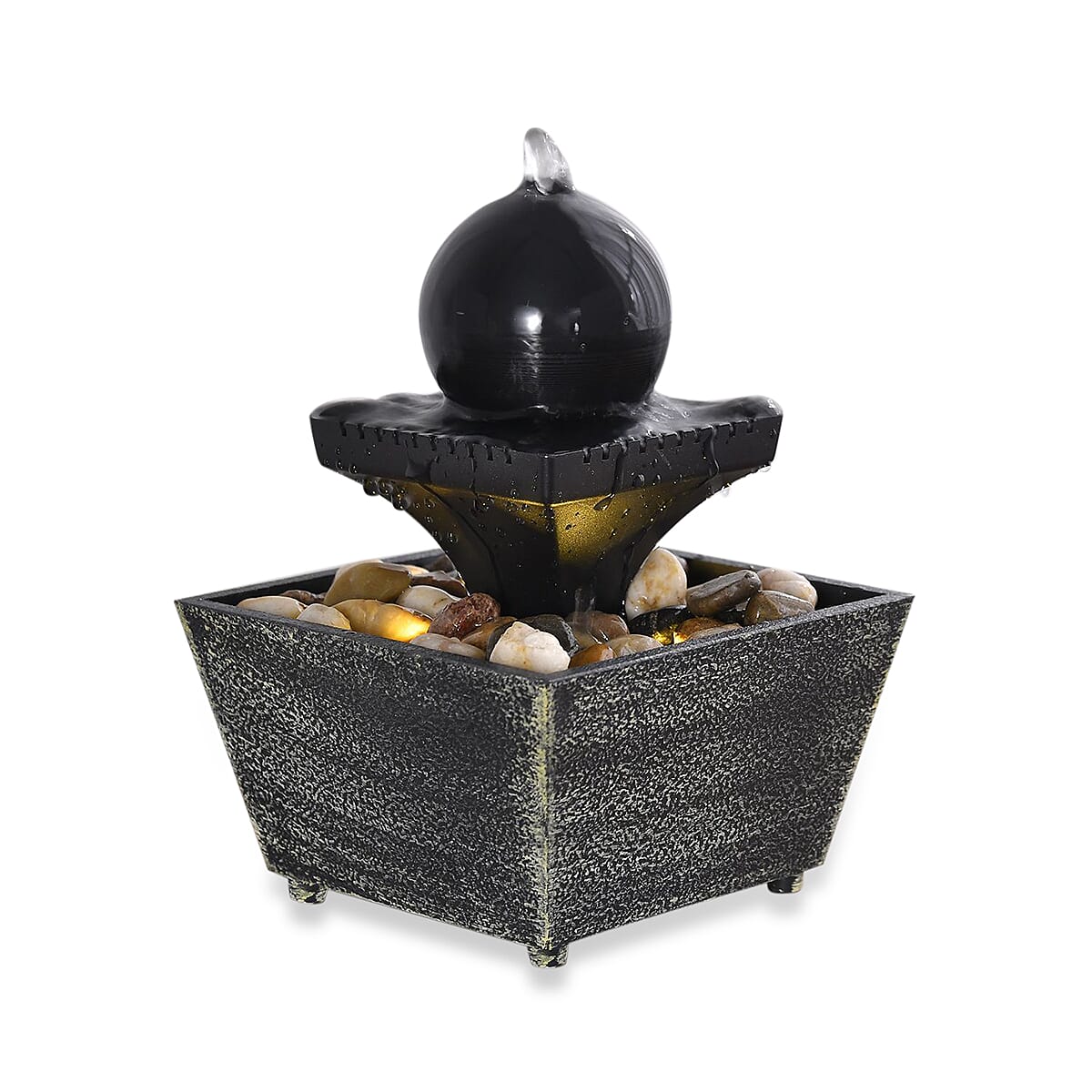 Sphere Ball Mini Water Fountain with LED Light (Size - 17x12x12cm)