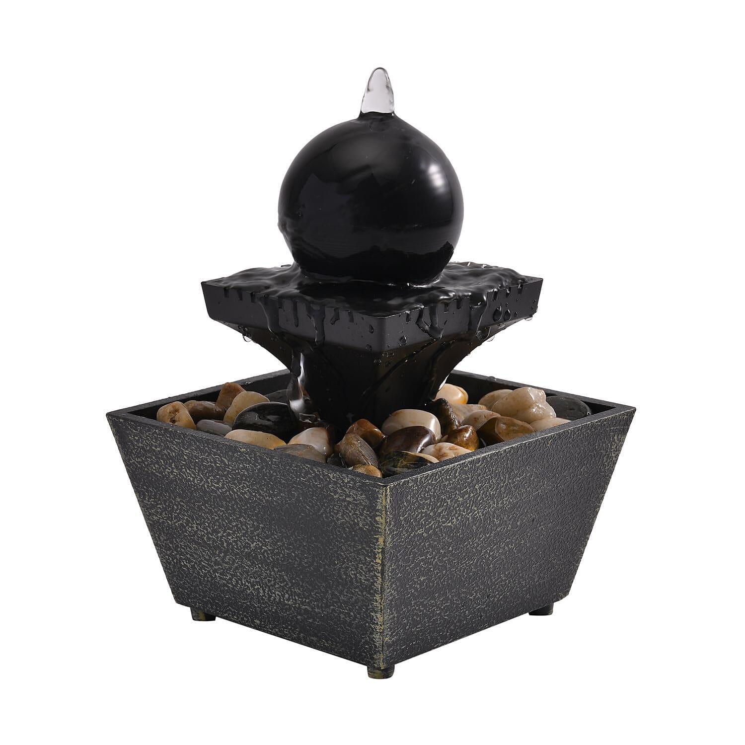 Sphere Ball Mini Water Fountain with LED Light (Size - 17x12x12cm)