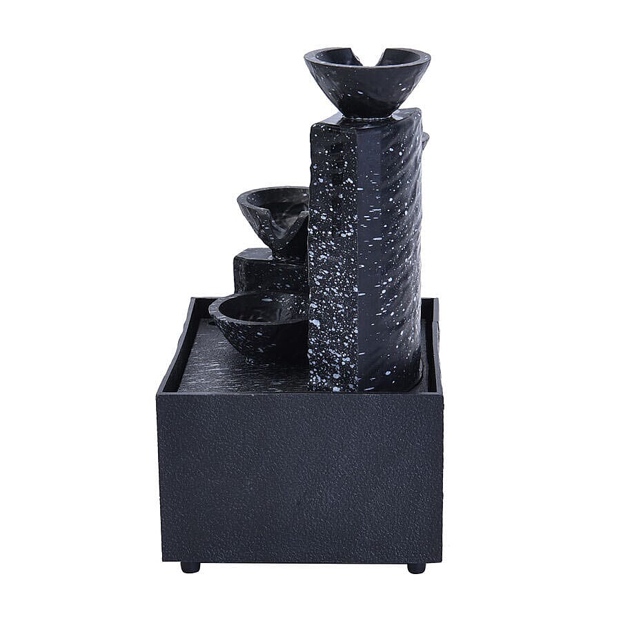 Mini Water Fountain with LED Light - Black (Size - 11x9x17 cm)