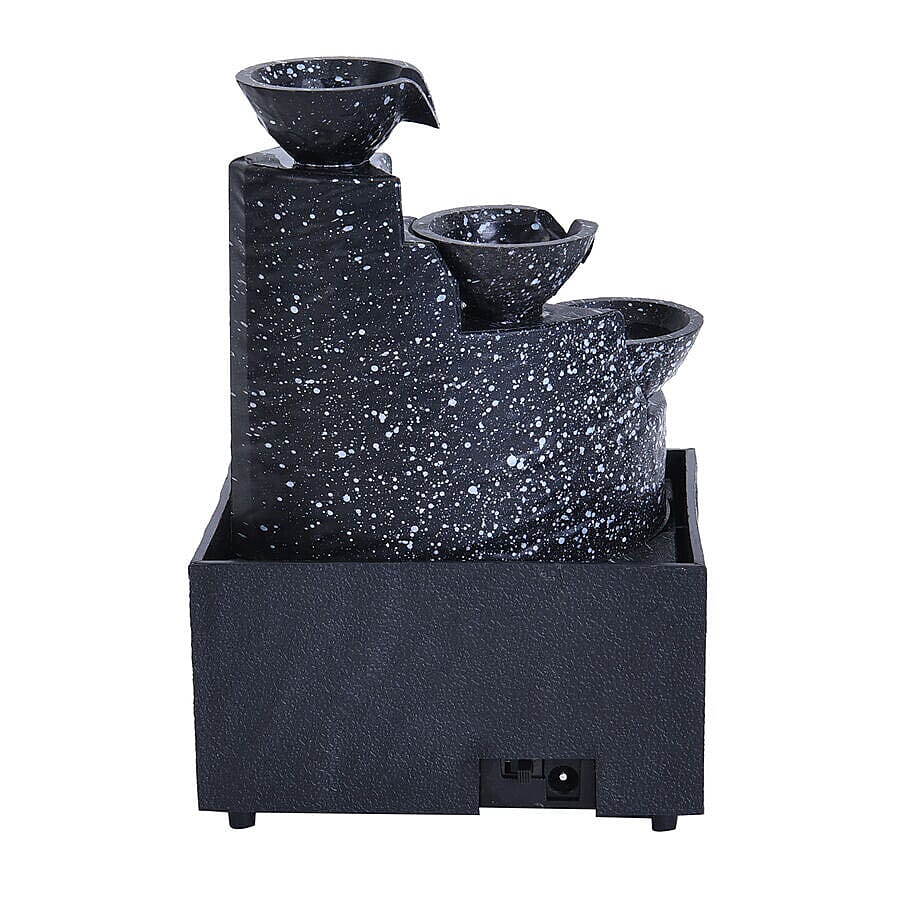 Mini Water Fountain with LED Light - Black (Size - 11x9x17 cm)