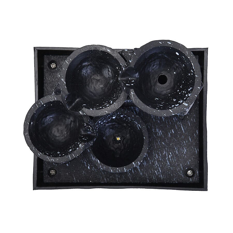 Mini Water Fountain with LED Light - Black (Size - 11x9x17 cm)