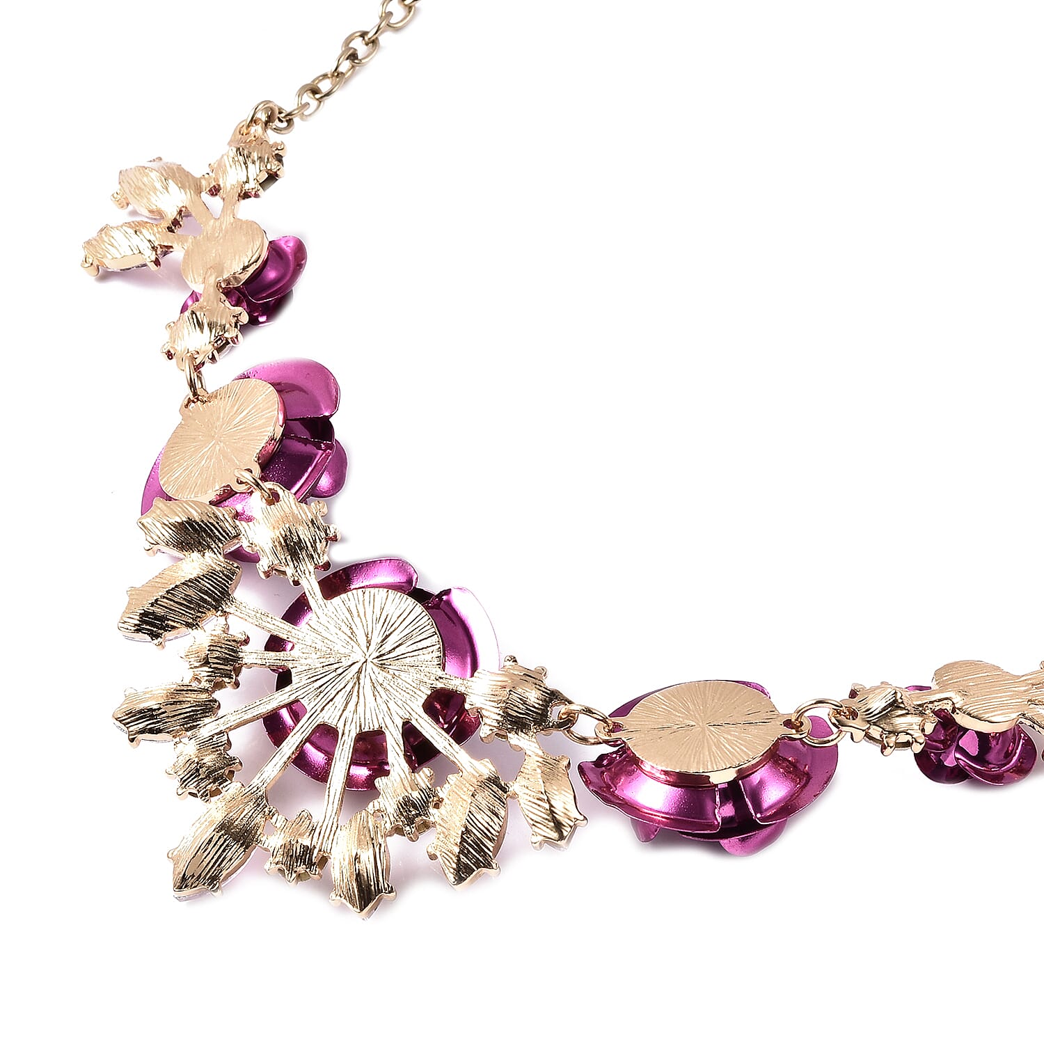 Simulated Pink Sapphire and White Austrian Crystal Rose Necklace (Size 22 with Extender)