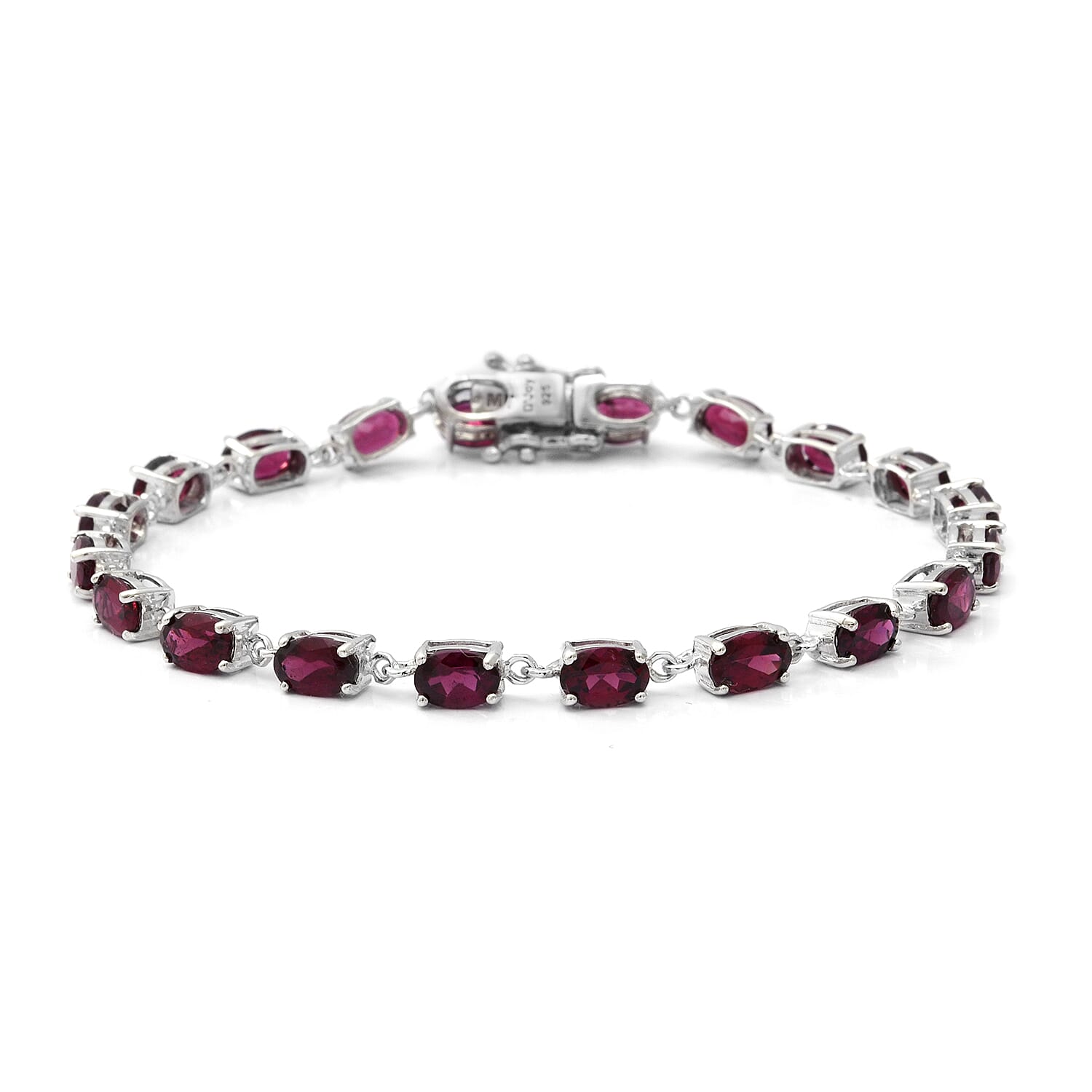 Rhodolite Garnet Bracelet (Size 7) in Rhodium Overlay Sterling Silver 10.56 Ct, Silver wt. 5.30 Gms
