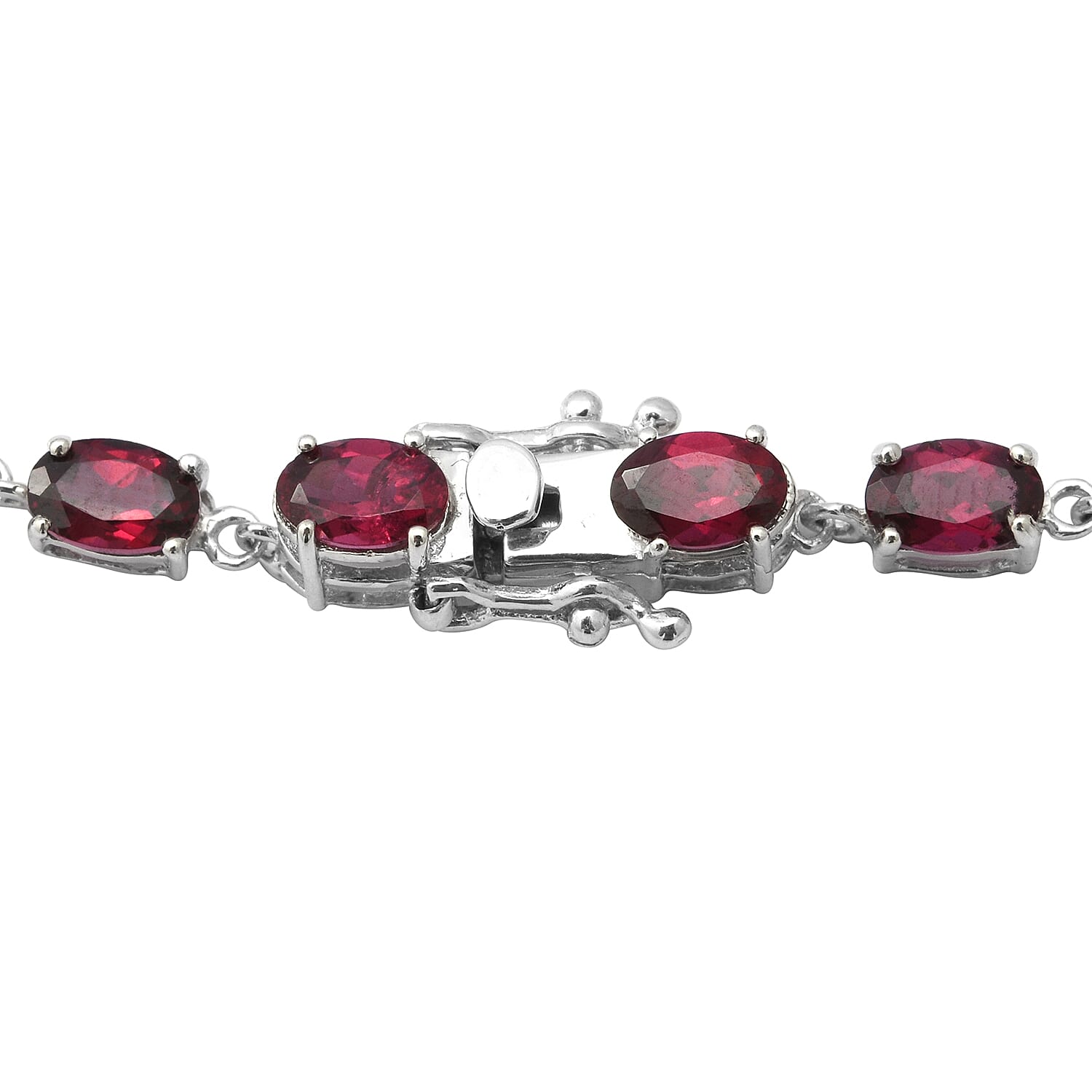 Rhodolite Garnet Bracelet (Size 7) in Rhodium Overlay Sterling Silver 10.56 Ct, Silver wt. 5.30 Gms