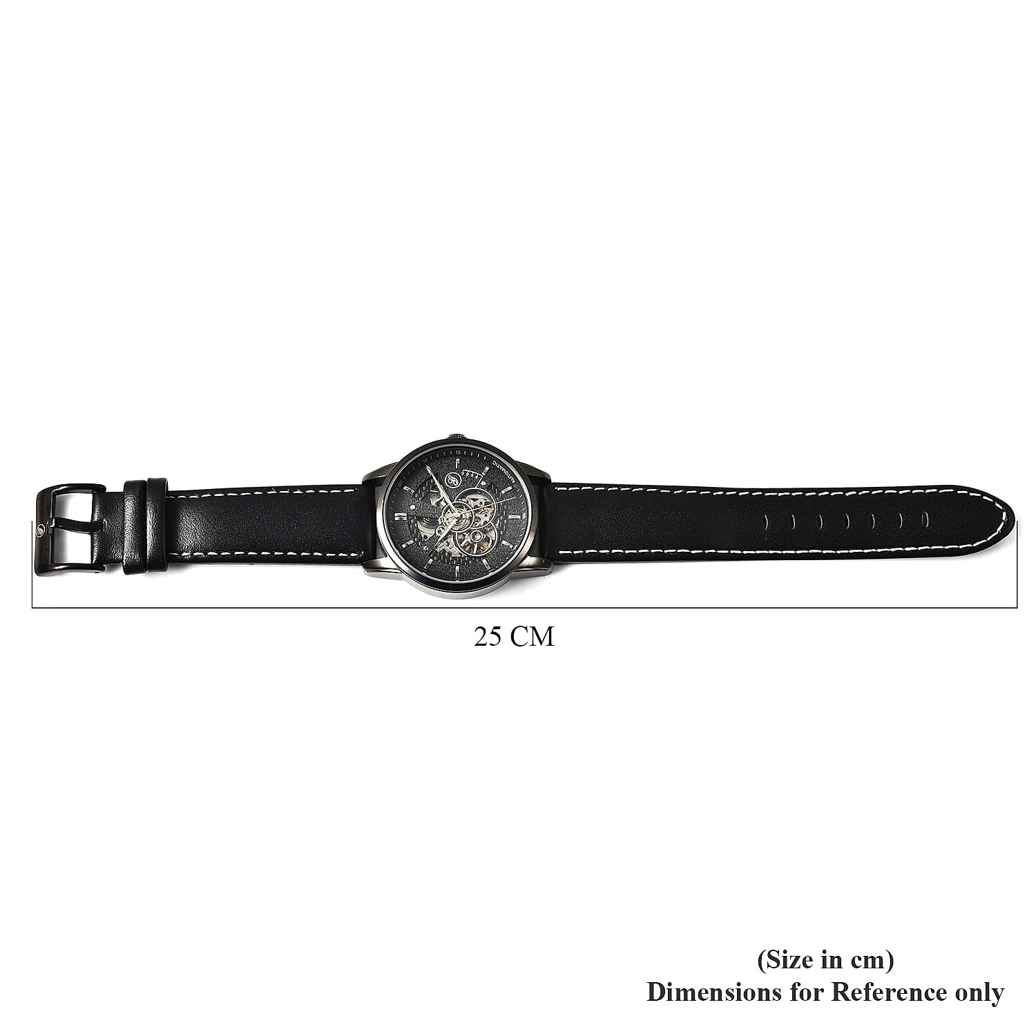 GENOA Classy Mechanical Watch with Black Leather Strap