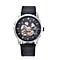 GENOA Classy Mechanical Silver Tone Watch with Navy Blue Strap